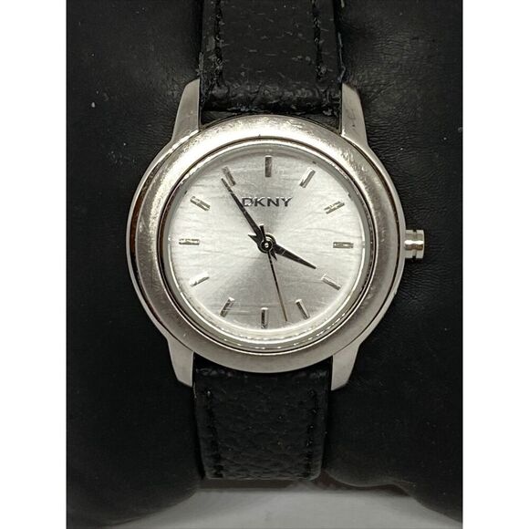 DKNY NY-8552 Women\'s Black Leather Analog Silver Dial Quartz Wrist Watch JK595 main image 6